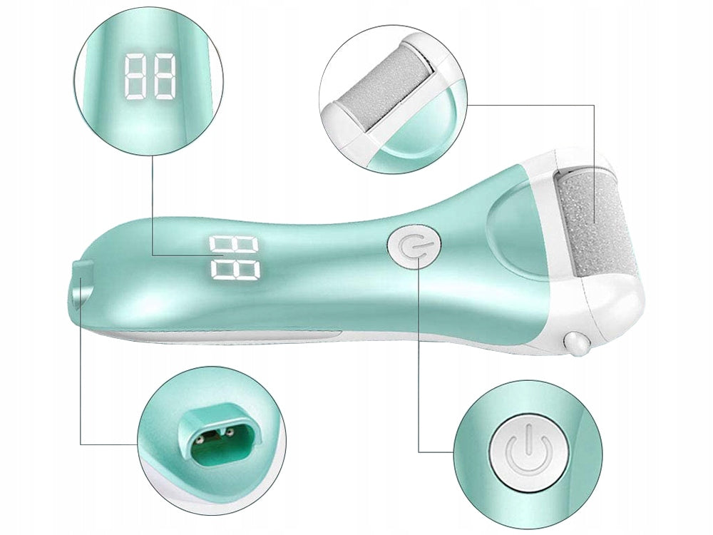 Pėdų šveitiklis - elektrinė kulno ir pėdų dildė, žalia