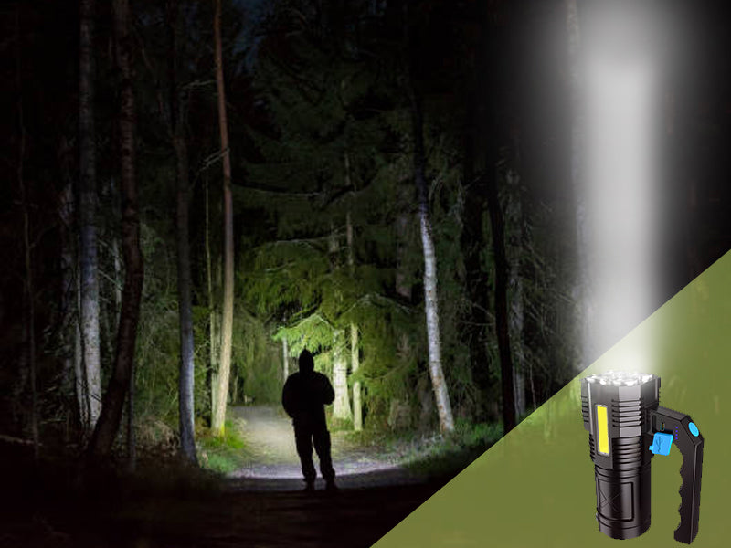 Įkraunamas rankinis LED prožektorius.