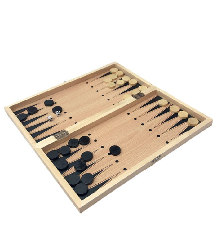 Stalo žaidimų rinkinys 3in1: šachmatai, šaškės, nardai