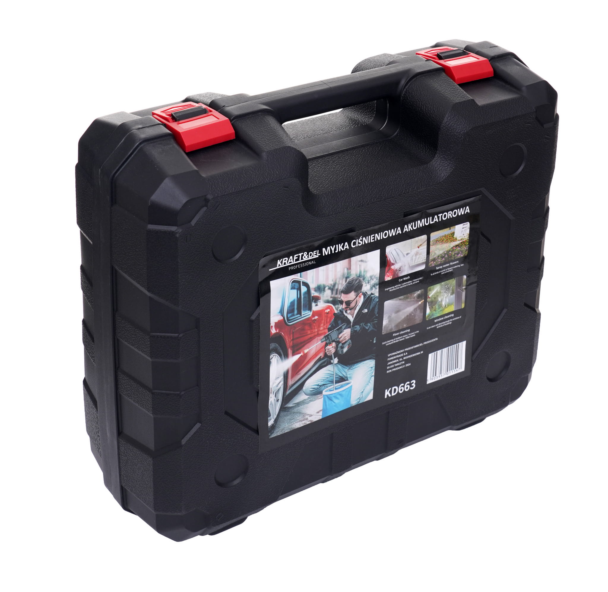 Akumuliatorinis aukšto slėgio plovimo įrenginys, 2 akumuliatoriai + priedai Kraft&Dele KD663