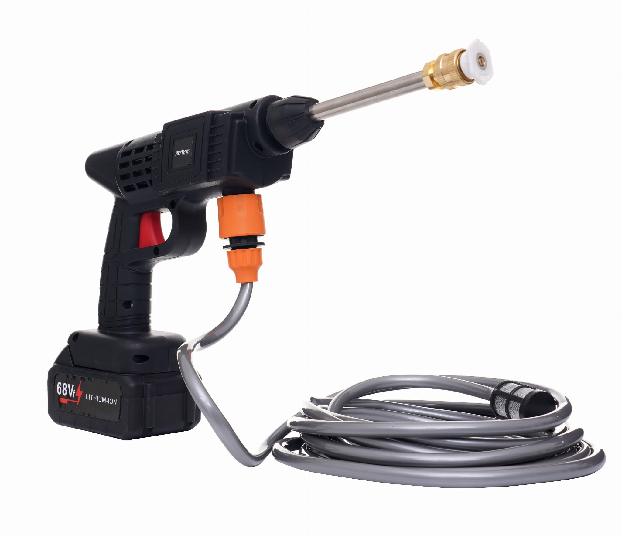 Akumuliatorinis aukšto slėgio plovimo įrenginys, 2 akumuliatoriai + priedai Kraft&Dele KD663