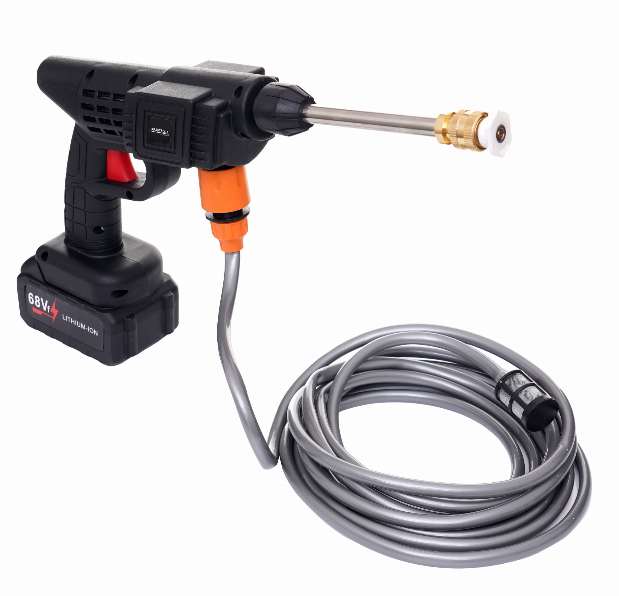 Akumuliatorinis aukšto slėgio plovimo įrenginys, 2 akumuliatoriai + priedai Kraft&Dele KD663