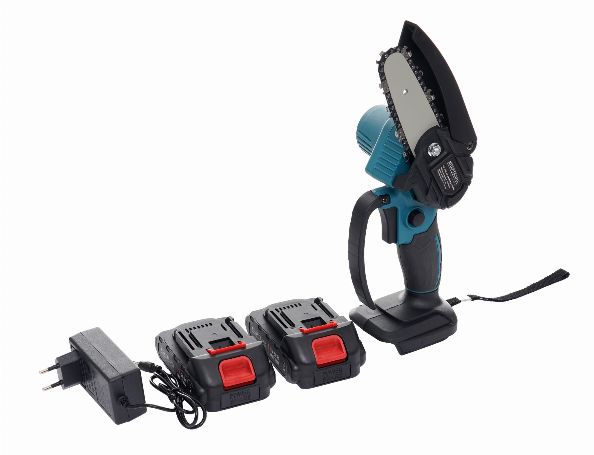 Akumuliatorinis grandininis pjūklas 21V 4" KD10645 + 2 akumuliatoriai