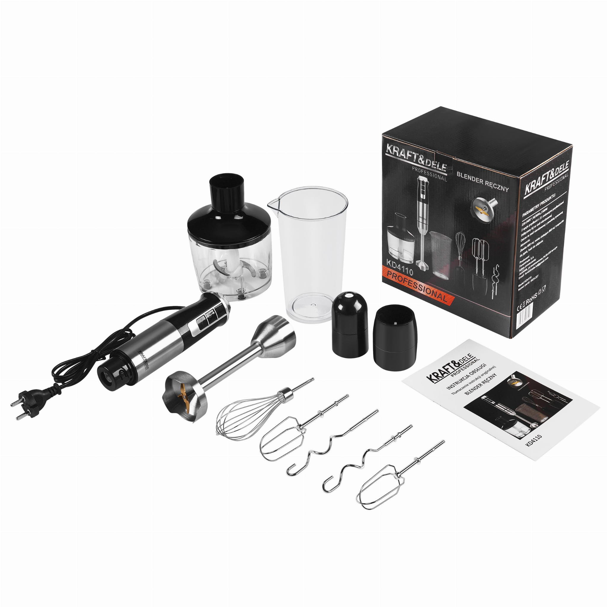 Elektrinis plaktuvas/blenderis su priedais KRAFT&DELE KD4110