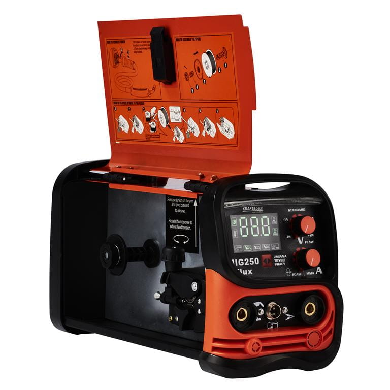Suvirinimo pusautomatis be dujų MIG / MMA / LIFT TIG 3in1 250A KRAFT&DELE KD1875