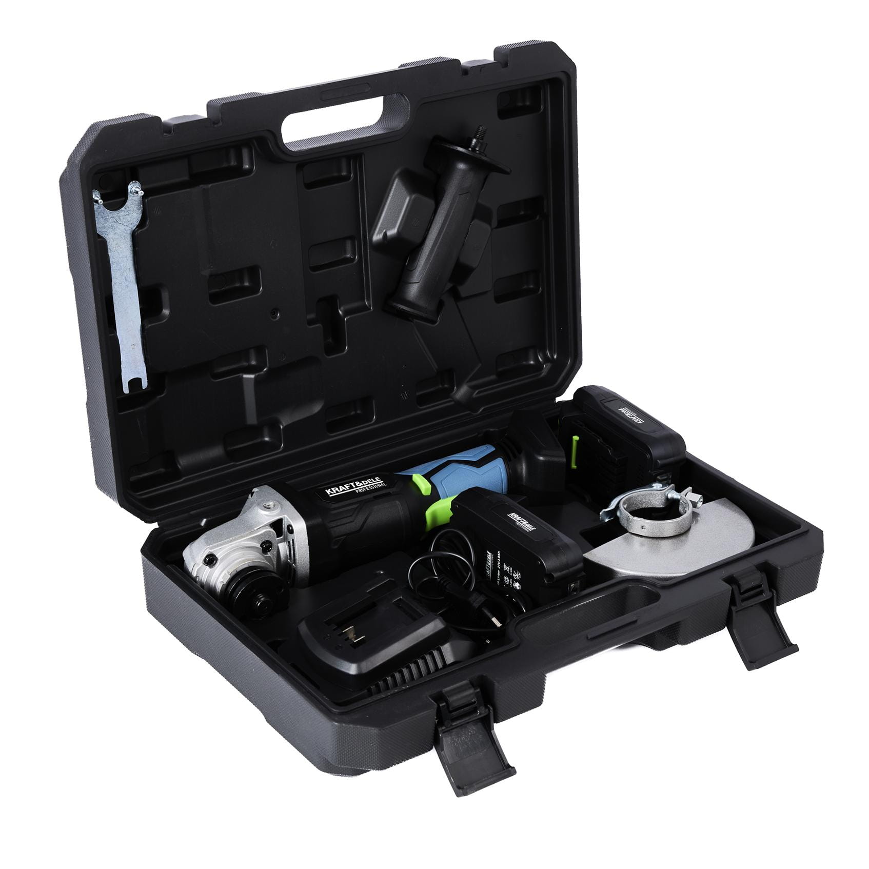 Akumuliatorinis kampinis šlifuoklis 125 mm 21V 3000 mAh KRAFT&DELE KD3405