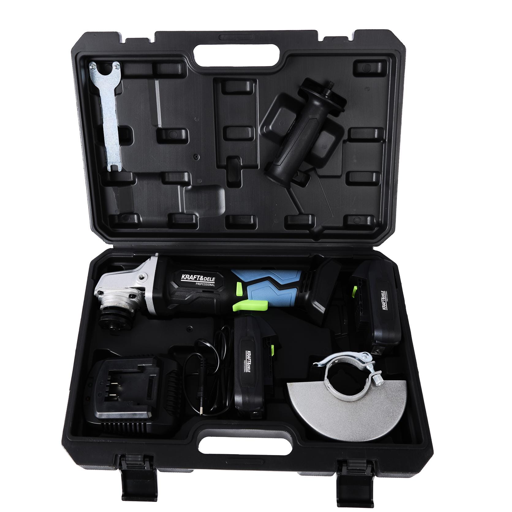 Akumuliatorinis kampinis šlifuoklis 125 mm 21V 3000 mAh KRAFT&DELE KD3405