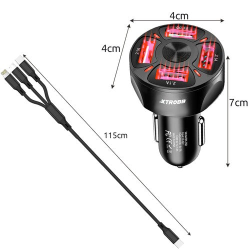 Automobilinis telefono kroviklis su universaliu laidu