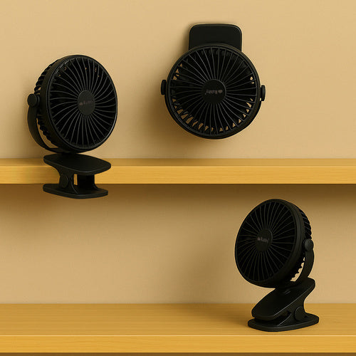 Belaidis ventiliatorius 360° USB -C Juodas