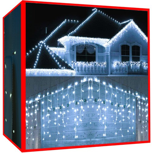 Kalėdinė girlianda - varvekliai 12m. ŠALTAI BALTA. 300 LED
