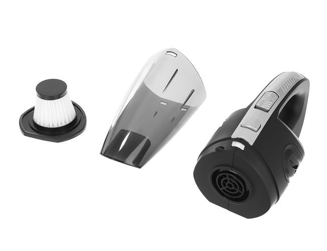Belaidis automobilių dulkių siurblys 90W su antgaliais ir dėklu.
