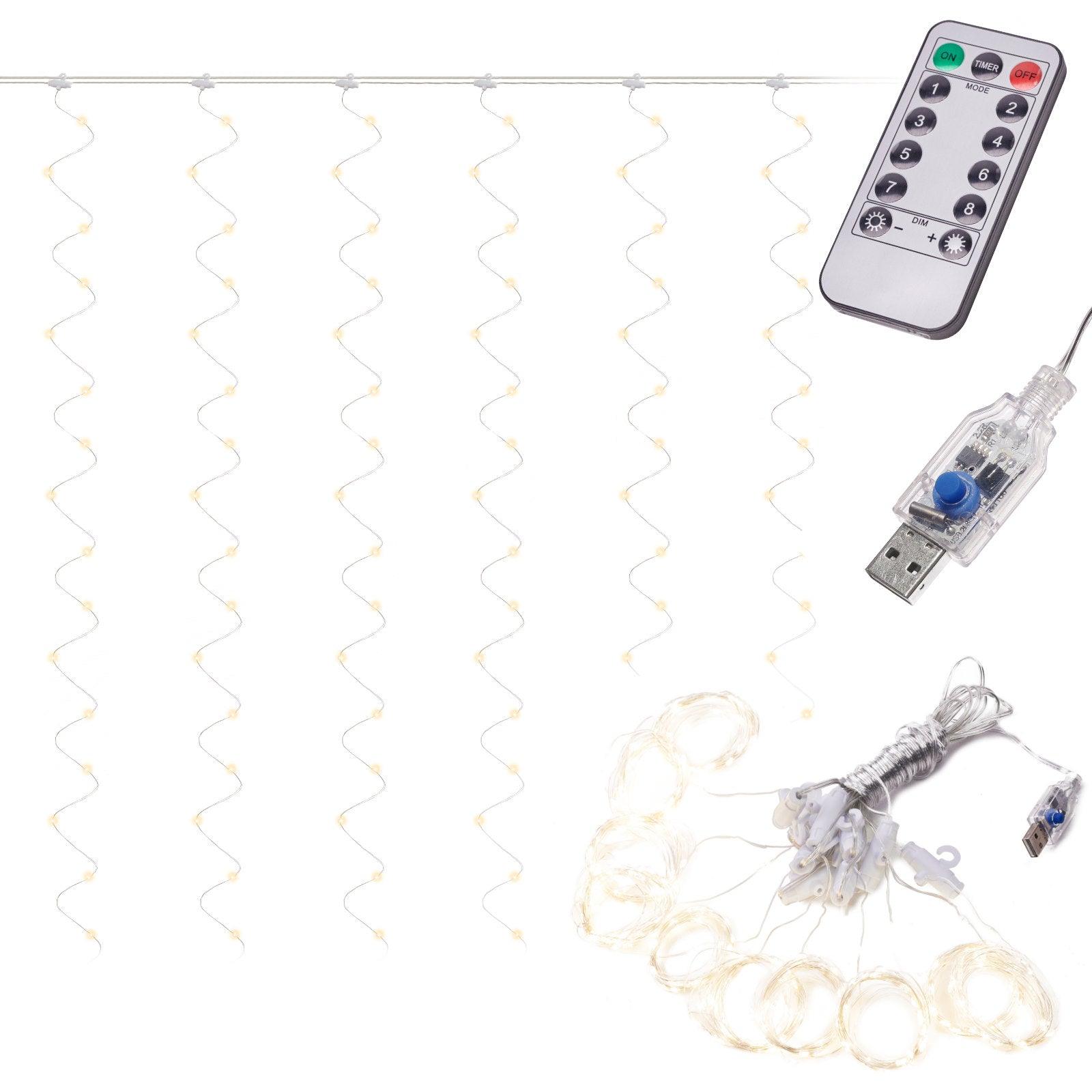 300 LED girlianda užuolaida 3x3 su pulteliu ir tvirtinimo kabliukais - multicolor - Piki