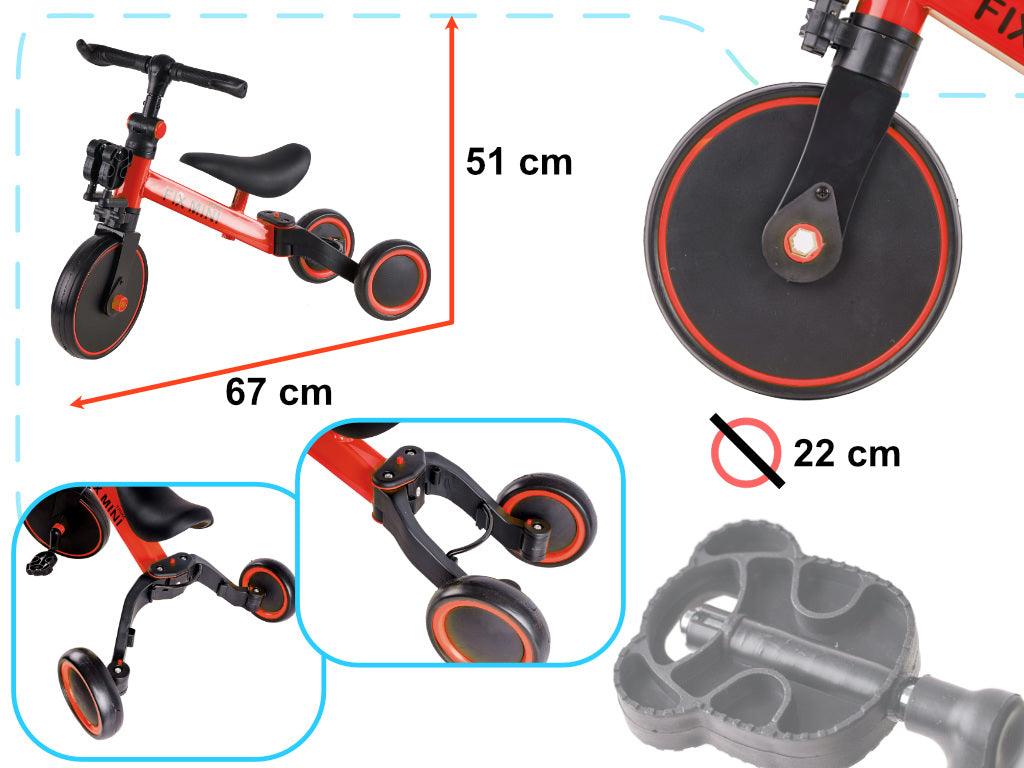 Trike Fix Mini krosinis triratukas 3in1 su pedalais Raudonas