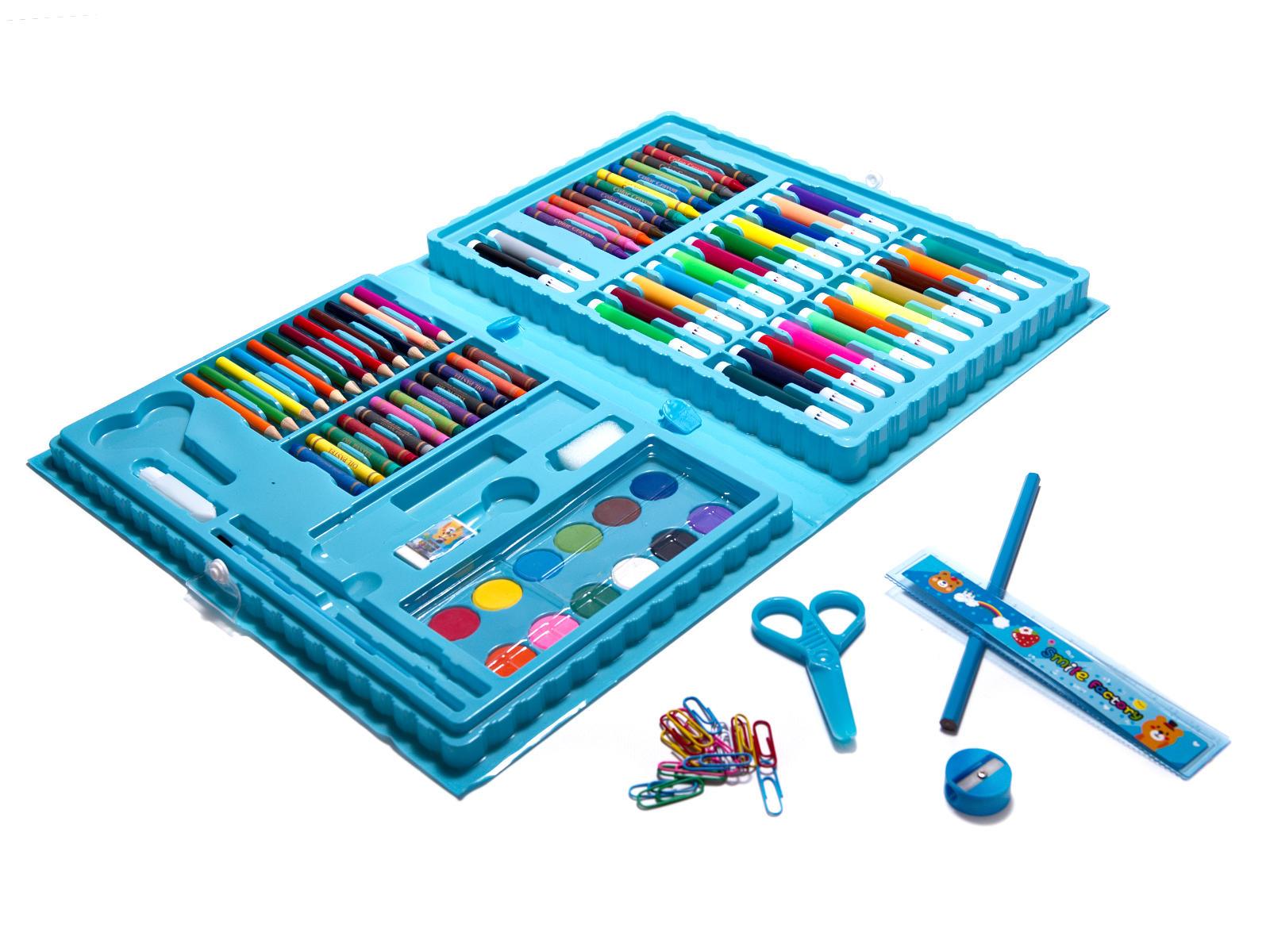 Piešimo rinkinys 86 vnt. lagamine mėlynos spalos