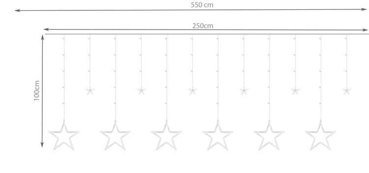 138 LED girlianda užuolaida - varvekliai šaltai baltos spalvos - Piki