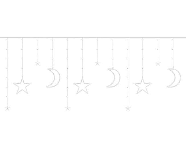 138 LED girlianda užuolaida - varvekliai šaltai baltos spalvos - Piki