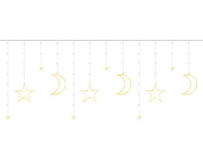 138 LED girlianda užuolaida - varvekliai šiltai baltos spalvos - Piki