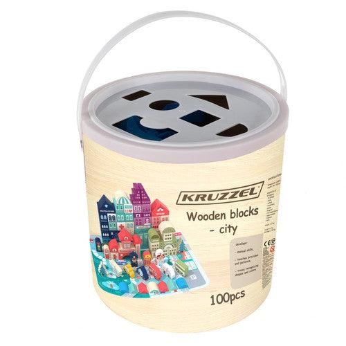 Medinės kaladėlės - miestas 100 vnt.