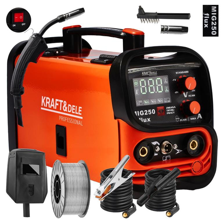 Suvirinimo pusautomatis be dujų MIG / MMA / LIFT TIG 3in1 250A KRAFT&DELE KD1875