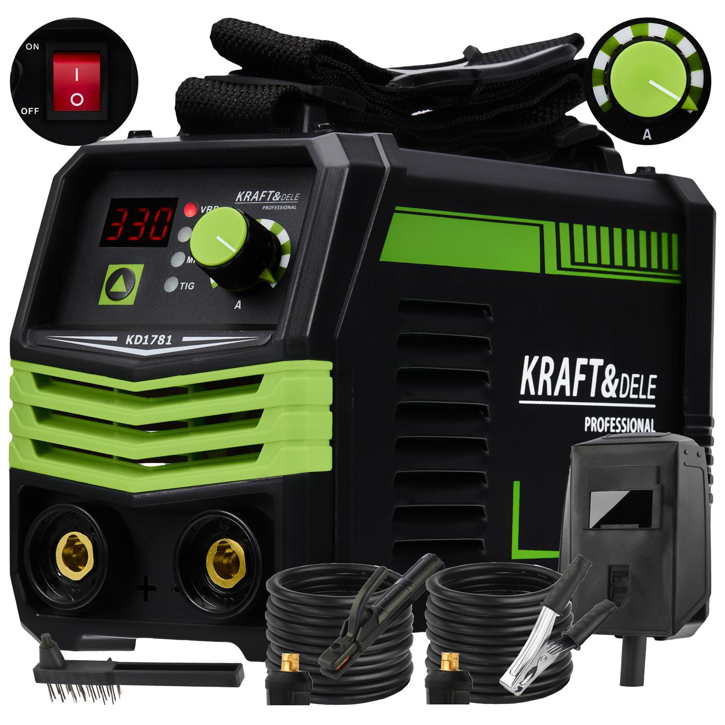 Inverterinis suvirinimo aparatas 330A MMA + TIG LIFT VRD KRAFT&DELE KD1781