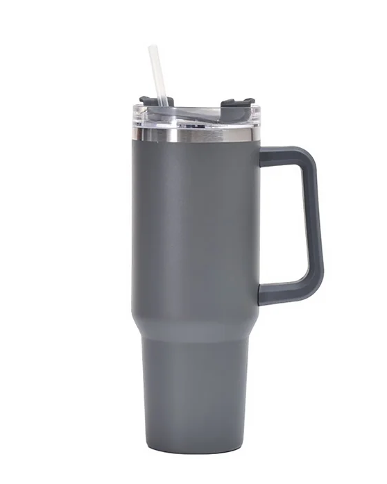 Termo gertuvė puodelis 1200ml su daugkartiniu šiaudeliu, pilka