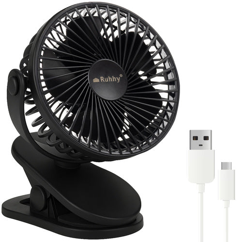 Belaidis ventiliatorius 360° 1200mAh USB -C Juodas