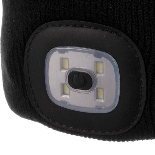 Žieminė kepurė su LED žibintuvėliu, juoda