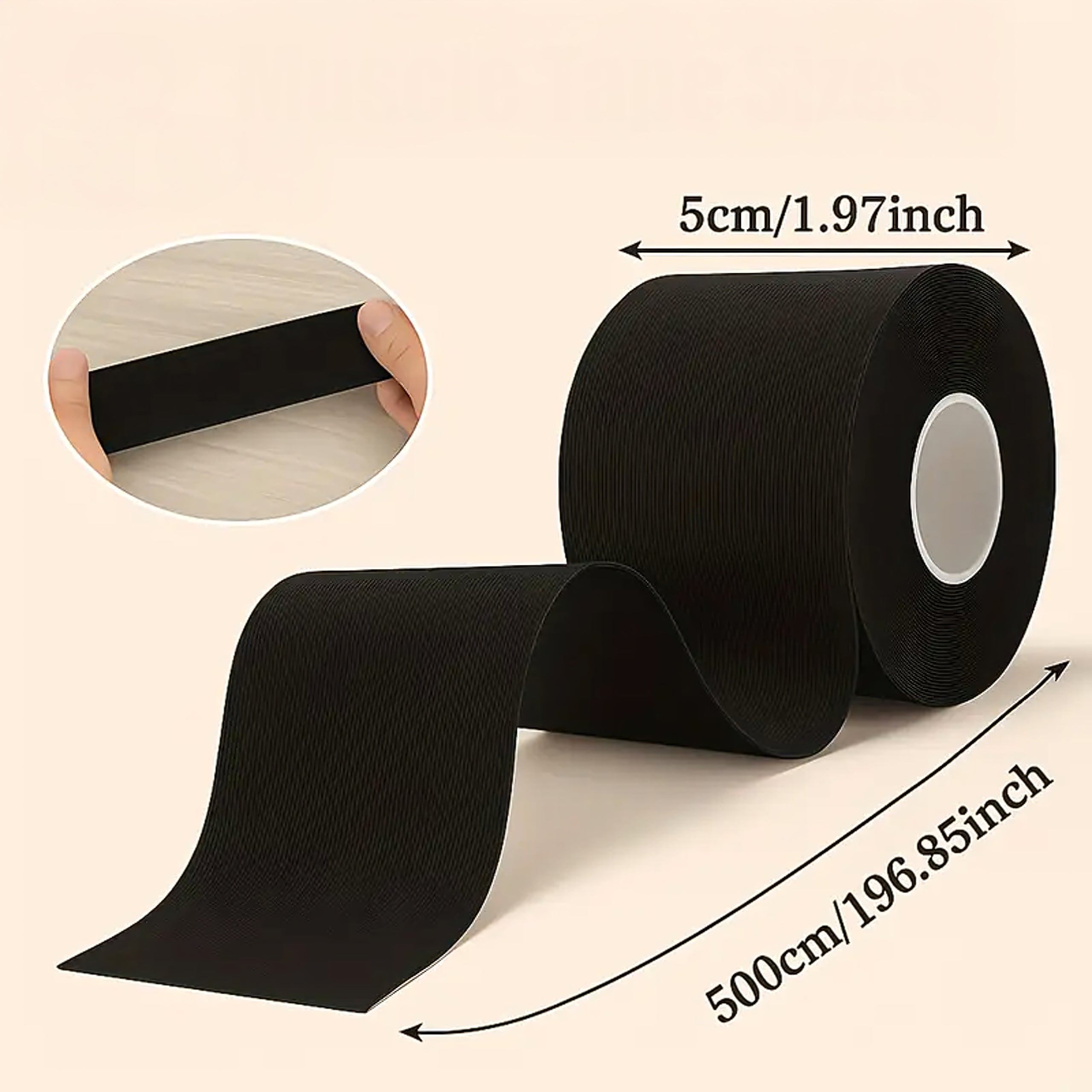 Kineziologinis teipas, kinesio pleistras 5cmx5m, juodas